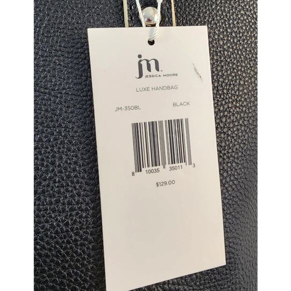 Jessica Moore Large Black Pebbled Leather Lux Tote Bag NWT - Picture 7 of 8